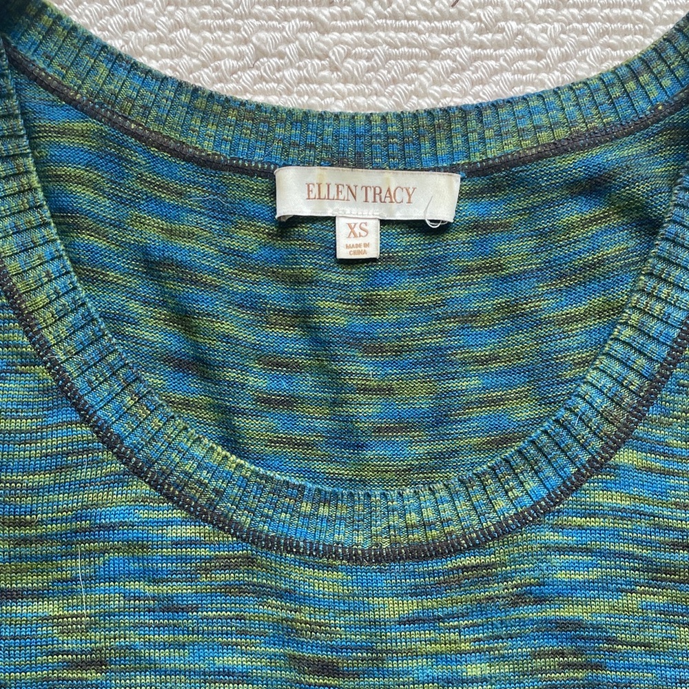 Ellen Tracy Blue and Green Knit Tank Top - Picture 2 of 4